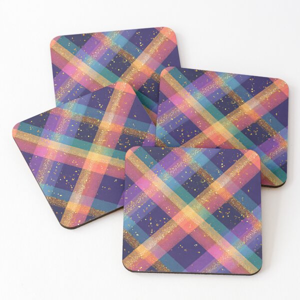 Item preview, Dark Rainbow Faux Glitter Windowpane Plaid Pattern designed and sold by Nyx Creates.
