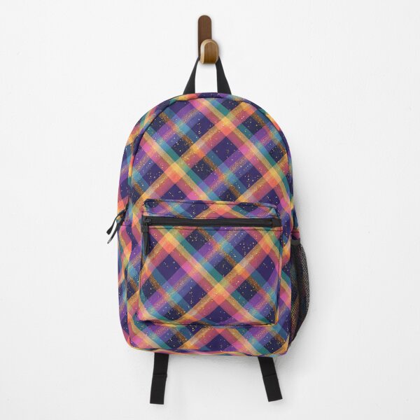 Item preview, Dark Rainbow Faux Glitter Windowpane Plaid Pattern designed and sold by Nyx Creates.