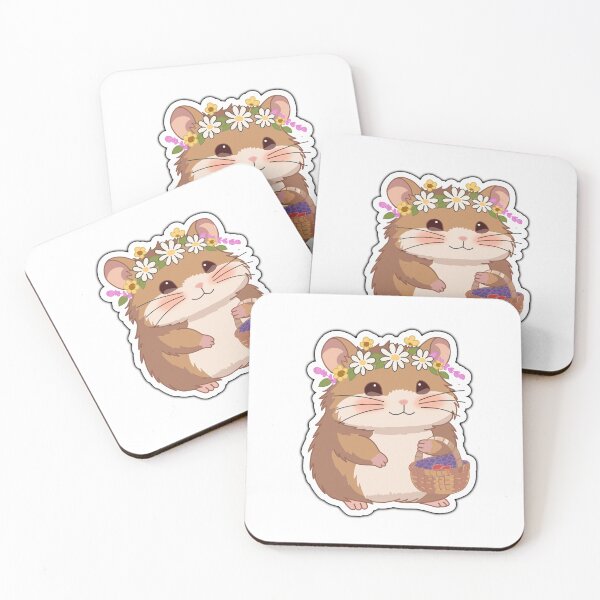 Item preview, Cute Flower Crown Hamster Sticker – Kawaii Cottagecore Animal with Basket Aesthetic designed and sold by pn_terest.