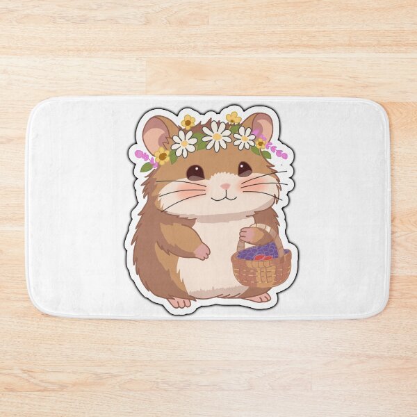 Item preview, Cute Flower Crown Hamster Sticker – Kawaii Cottagecore Animal with Basket Aesthetic designed and sold by pn_terest.