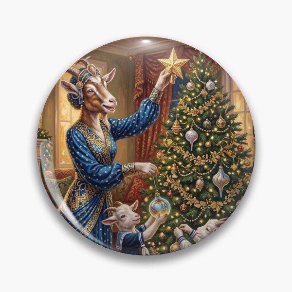 Item preview, La famille chèvre décore le sapin de Noël. Year of the Goat 2027. designed and sold by Natalia-Vlad.