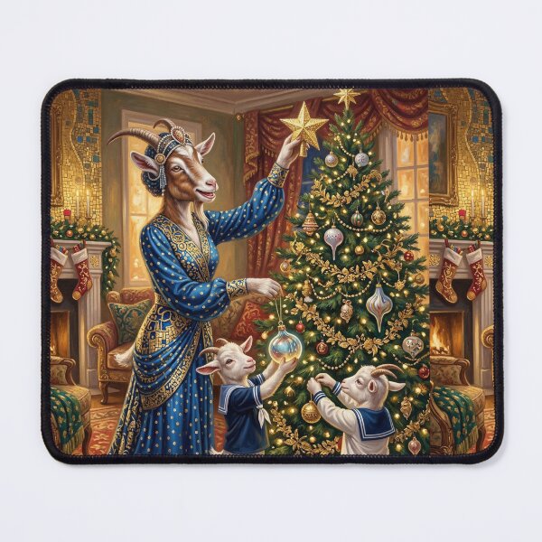 Item preview, La famille chèvre décore le sapin de Noël. Year of the Goat 2027. designed and sold by Natalia-Vlad.