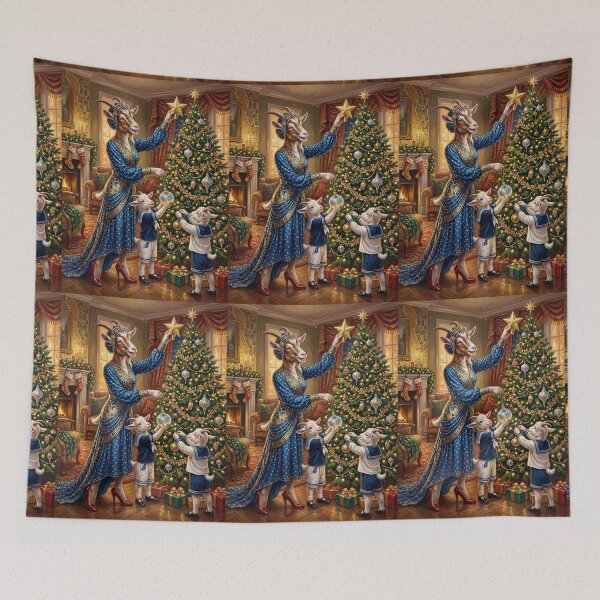 Item preview, La famille chèvre décore le sapin de Noël. Year of the Goat 2027. designed and sold by Natalia-Vlad.