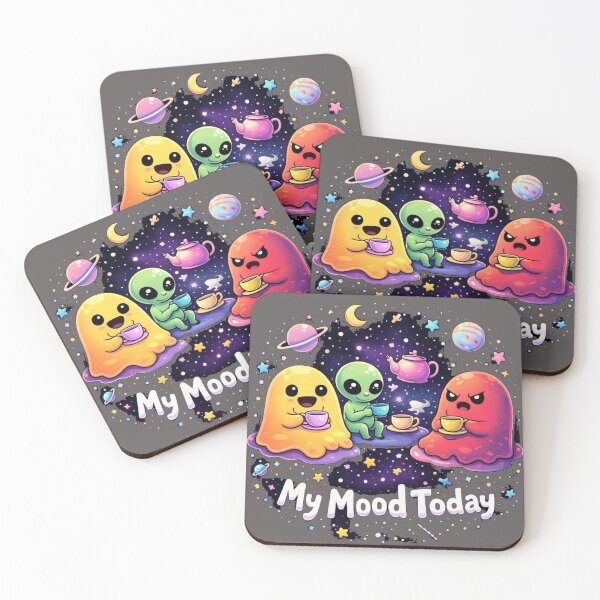 Item preview, My Mood Today T-Shirts – Cute Alien Ghost Tea Party Graphic designed and sold by KDesignCrafts.