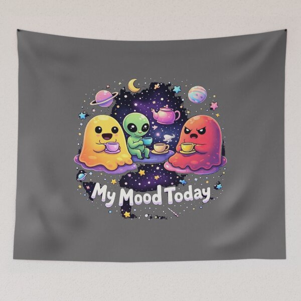 Item preview, My Mood Today T-Shirts – Cute Alien Ghost Tea Party Graphic designed and sold by KDesignCrafts.