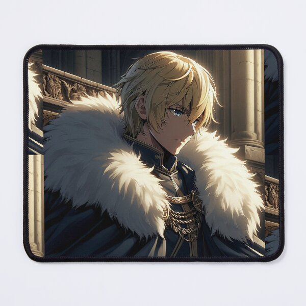 Item preview, The Solitary Anime Prince: Regal Blonde Noble in Winter Fur Mantle and Dark Fantasy Attire designed and sold by MouradStudio.