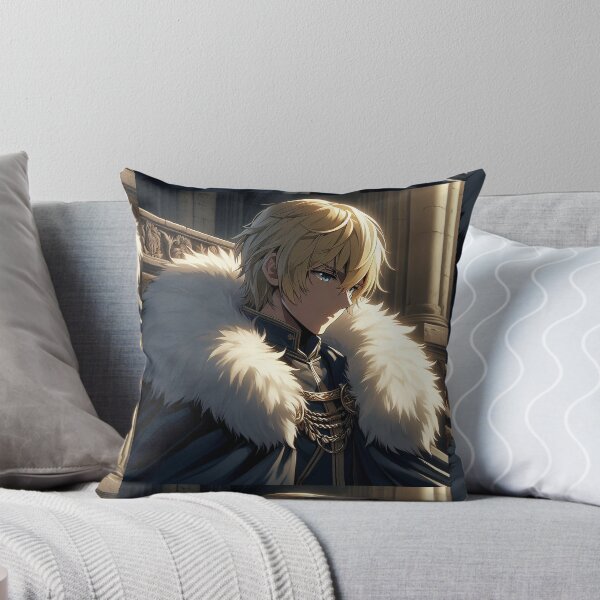 Item preview, The Solitary Anime Prince: Regal Blonde Noble in Winter Fur Mantle and Dark Fantasy Attire designed and sold by MouradStudio.