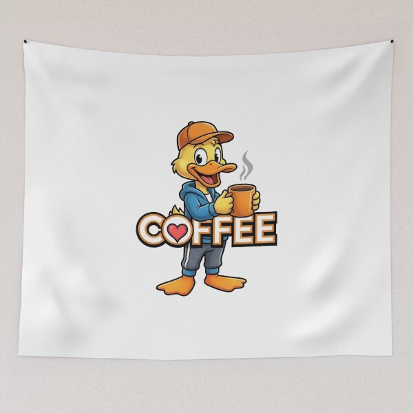Item preview, Funny Duck Coffee Lover Cute Cartoon Duck Drinking Coffee designed and sold by MyStore2025.