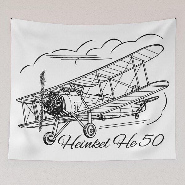 Item preview, Heinkel He 50 WW2 German WW2 Biplane Dive Bomber Flying Clouds designed and sold by MilitaryMart.