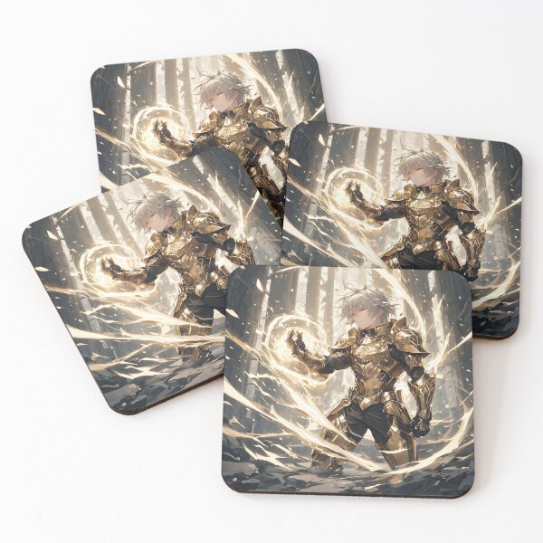 Item preview, Silver-Haired Holy Knight: Anime Paladin in Full Golden Armor Summoning Pure Light Magic designed and sold by MouradStudio.