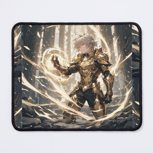Item preview, Silver-Haired Holy Knight: Anime Paladin in Full Golden Armor Summoning Pure Light Magic designed and sold by MouradStudio.