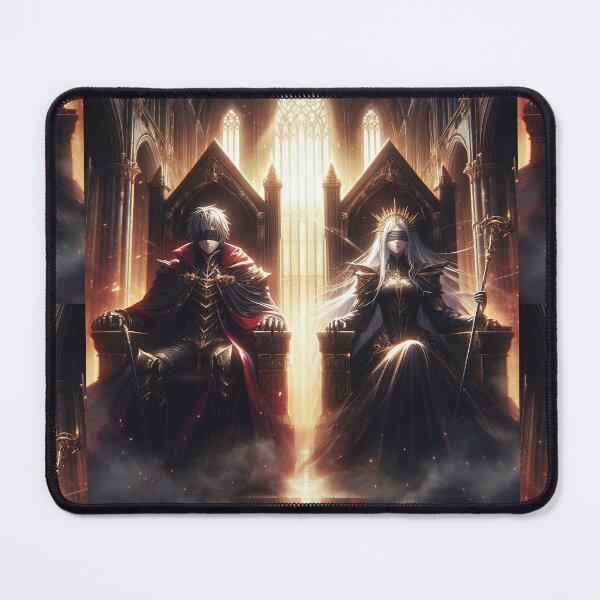 Item preview, The Blindfolded Anime Monarchs: Dark Fantasy King and Queen on Majestic Gothic Thrones designed and sold by MouradStudio.