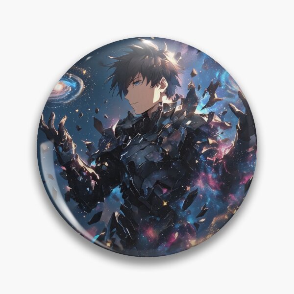 Item preview, Shattered Celestial Monarch: Anime Boy with Breaking Crystalline Armor and Twin Miniature Galaxies in Deep Space Nebula designed and sold by MouradStudio.