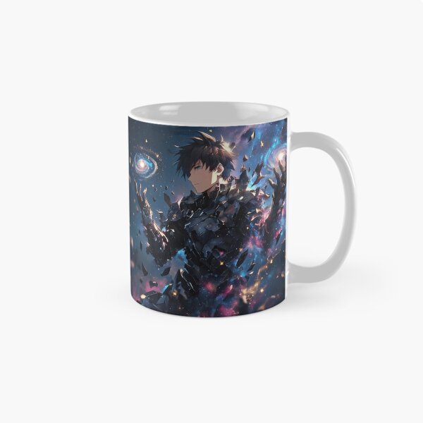 Item preview, Shattered Celestial Monarch: Anime Boy with Breaking Crystalline Armor and Twin Miniature Galaxies in Deep Space Nebula designed and sold by MouradStudio.