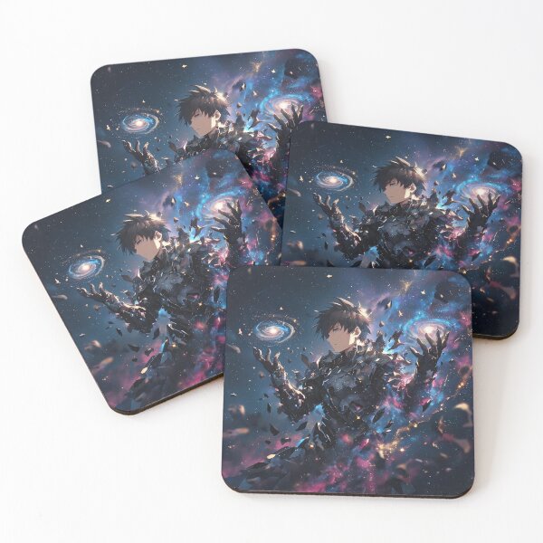 Item preview, Shattered Celestial Monarch: Anime Boy with Breaking Crystalline Armor and Twin Miniature Galaxies in Deep Space Nebula designed and sold by MouradStudio.