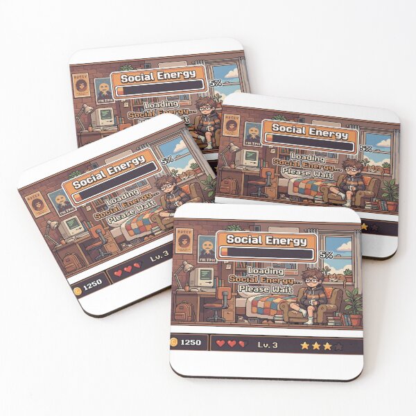Item preview, Loading Social Energy... Please Wait (Retro Introvert Gamer Design) designed and sold by Quiet Mode Studio.