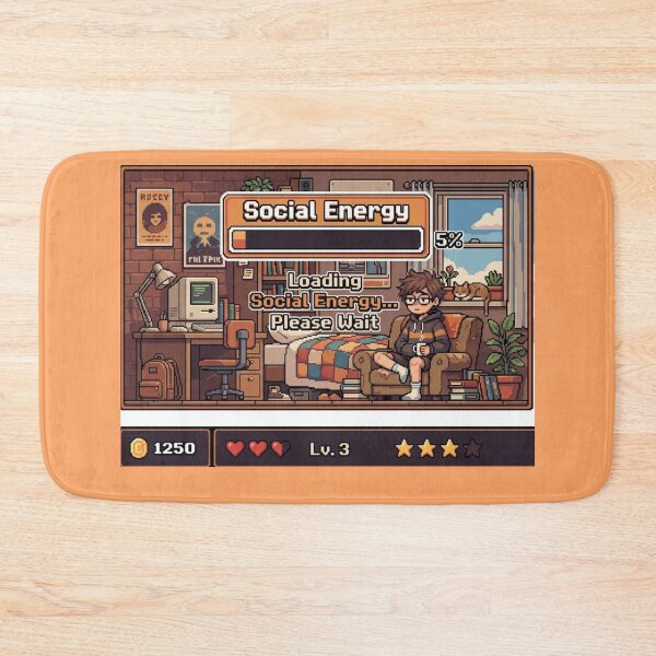 Item preview, Loading Social Energy... Please Wait (Retro Introvert Gamer Design) designed and sold by Quiet Mode Studio.