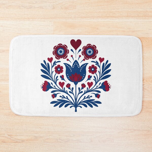 Item preview, Folk Art Floral Bouquet – Navy & Burgundy Tulip Design designed and sold by LaPolilladPapel.