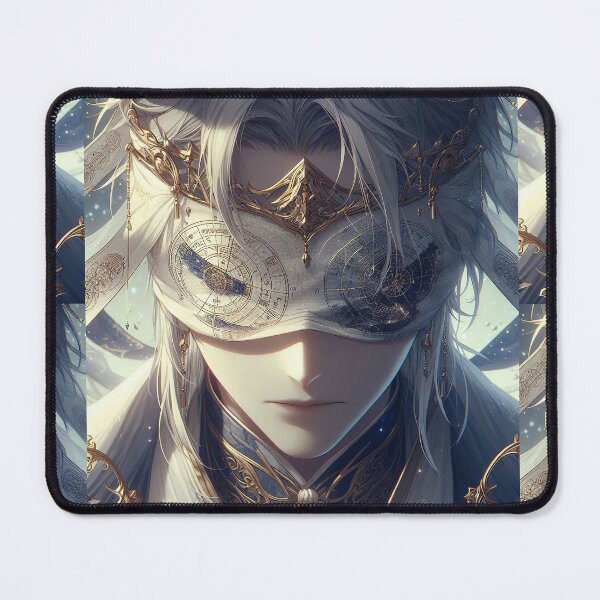 Item preview, The Celestial Anime Oracle: Ethereal Silver-Haired Seer with Mystical Astrolabe Blindfold designed and sold by MouradStudio.
