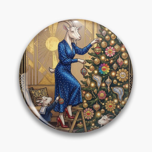 Item preview, La famille chèvre décore le sapin de Noël. Year of the Goat 2027. designed and sold by Natalia-Vlad.