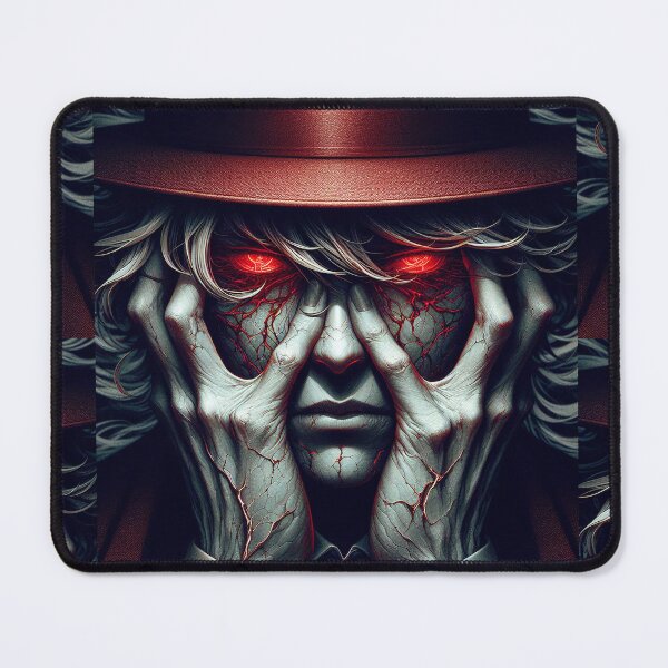 Item preview, Shattered Psyche: Dark Anime Terror with Cracked Porcelain Face, Glowing Red Eyes, and Spreading Veins of Madness designed and sold by MouradStudio.