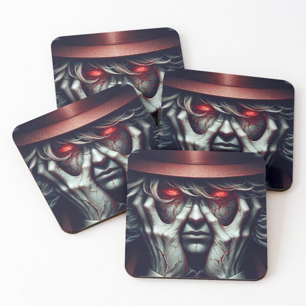 Item preview, Shattered Psyche: Dark Anime Terror with Cracked Porcelain Face, Glowing Red Eyes, and Spreading Veins of Madness designed and sold by MouradStudio.