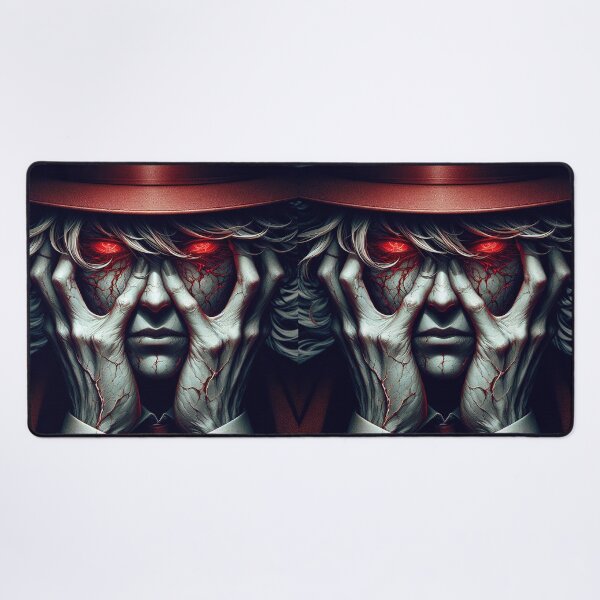 Item preview, Shattered Psyche: Dark Anime Terror with Cracked Porcelain Face, Glowing Red Eyes, and Spreading Veins of Madness designed and sold by MouradStudio.