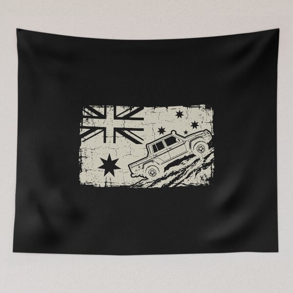 Item preview, Land Cruiser 70 Series Crew Cab Pickup Distressed Australian Flag 4x4 - Cream designed and sold by Off-Road-Zone.
