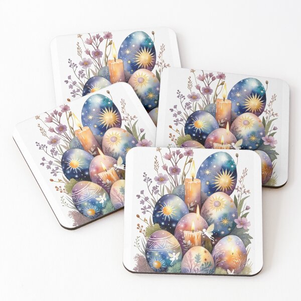 Item preview, Magical Easter Eggs with Candles and Fairies Watercolor designed and sold by TatiK-Treasures.
