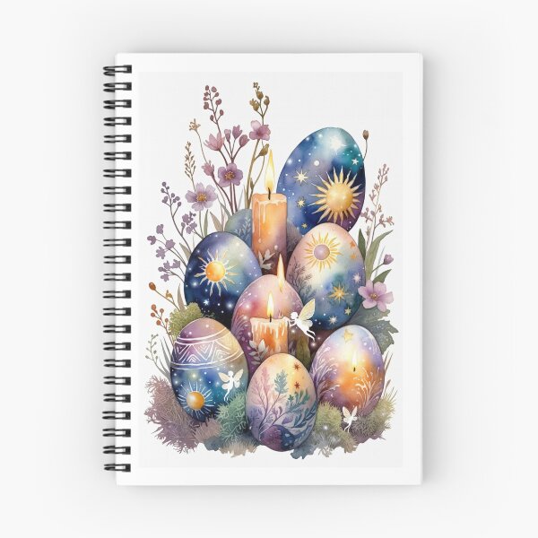 Item preview, Magical Easter Eggs with Candles and Fairies Watercolor designed and sold by TatiK-Treasures.