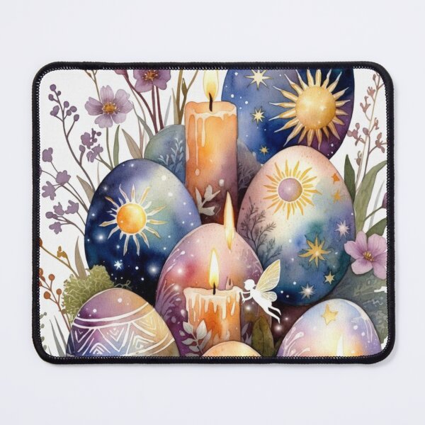 Item preview, Magical Easter Eggs with Candles and Fairies Watercolor designed and sold by TatiK-Treasures.