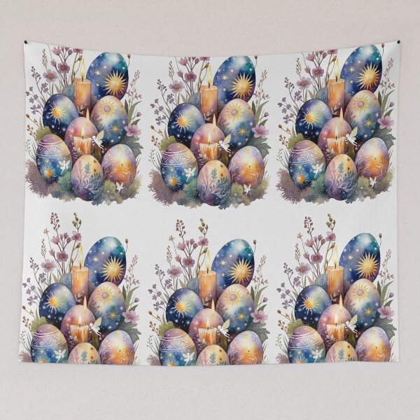 Item preview, Magical Easter Eggs with Candles and Fairies Watercolor designed and sold by TatiK-Treasures.