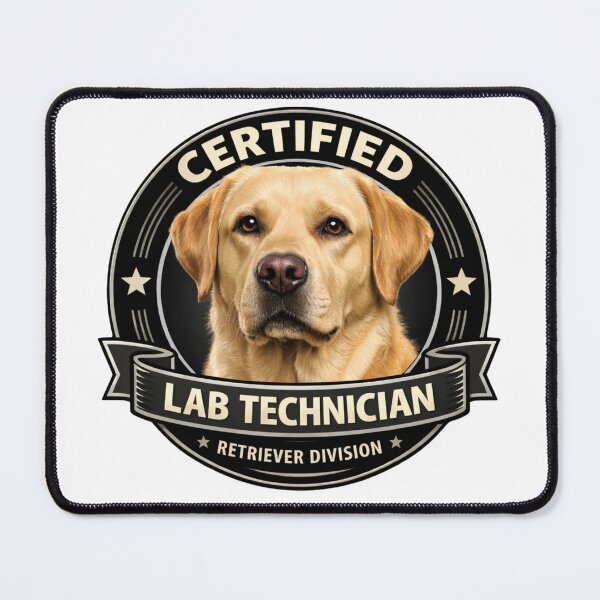 Item preview, Certified Lab Technician (Retriever Division) – Yellow Labrador Funny Dog Badge Design designed and sold by 486DesignCo.