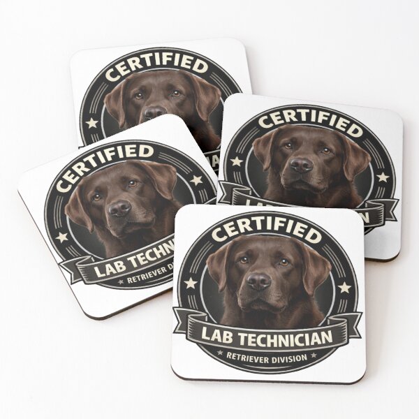 Item preview, Certified Lab Technician (Retriever Division) – Chocolate Labrador Funny Dog Badge Design designed and sold by 486DesignCo.