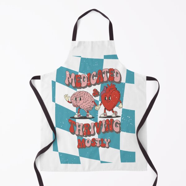 Item preview, Medicated & Thriving Mostly – Retro Brain & Heart Charactersk designed and sold by LaPolilladPapel.