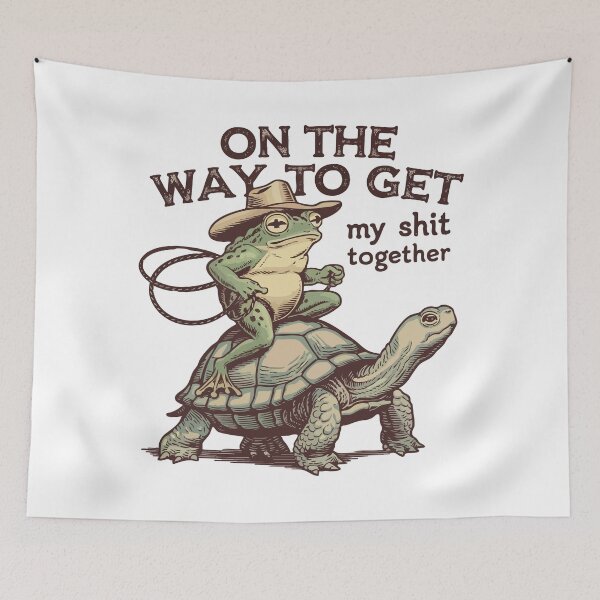 Item preview, On the Way to Get My Sh*t Together – Funny Frog Cowboy  designed and sold by JoeZigns81.