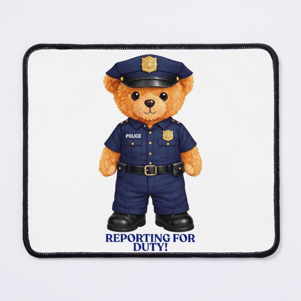 Item preview, Cute Police Officer Teddy Bear in Uniform and Cap Illustration designed and sold by CuteBear87.