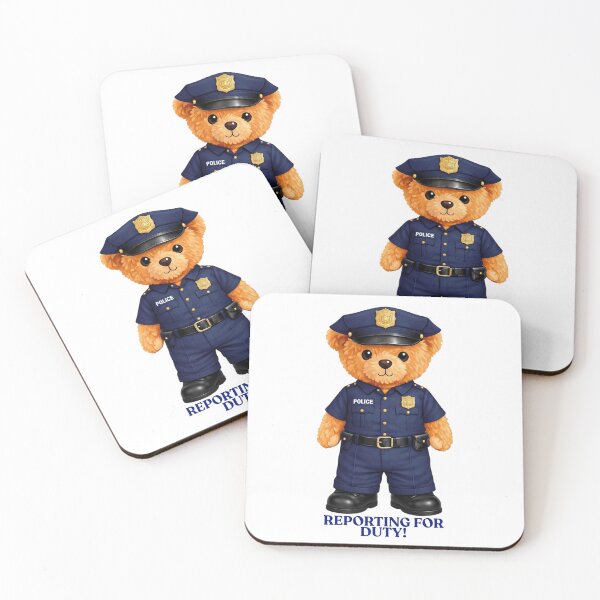 Item preview, Cute Police Officer Teddy Bear in Uniform and Cap Illustration designed and sold by CuteBear87.