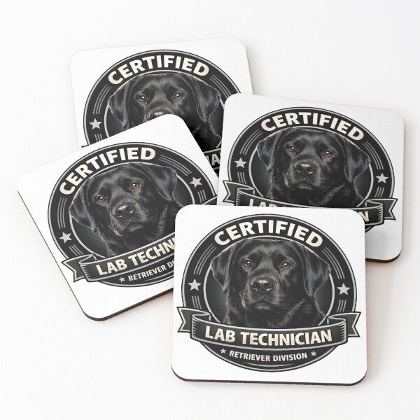 Item preview, Certified Lab Technician (Retriever Division) – Black Labrador Funny Dog Badge Design designed and sold by 486DesignCo.