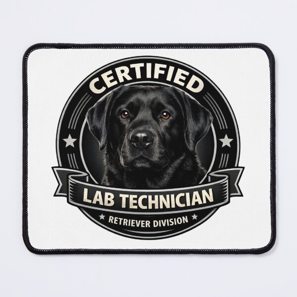 Item preview, Certified Lab Technician (Retriever Division) – Black Labrador Funny Dog Badge Design designed and sold by 486DesignCo.