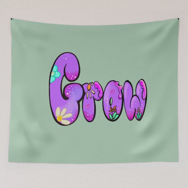 Item preview, Grow Floral Bubble Letter Retro Boho Aesthetic designed and sold by Artonmytee.