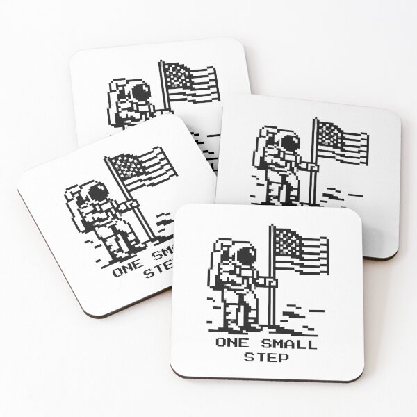 Item preview, One small step pixel astronaut Moon landing design designed and sold by CleanDecor.