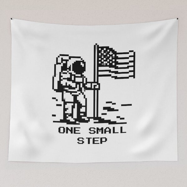 Item preview, One small step pixel astronaut Moon landing design designed and sold by CleanDecor.