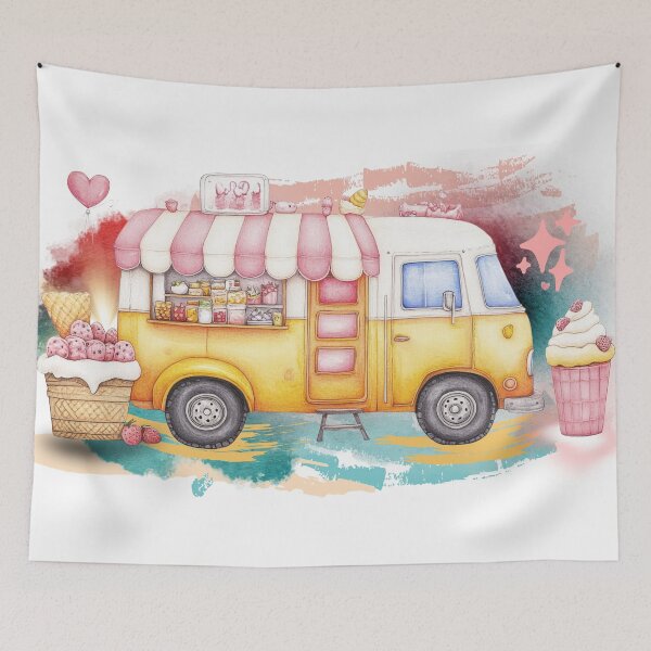 Item preview, Cute Ice Cream Truck Kawaii Pastel Dessert Art – Sweet Summer Aesthetic Illustration for Kids & Dessert Lovers designed and sold by ChenEngEng.