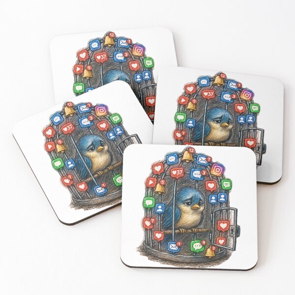 Item preview, Bird in Notification Cage Sticker – Social Media Addiction Animal Art designed and sold by Felixuss.
