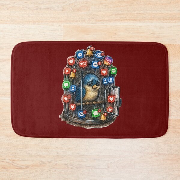 Item preview, Bird in Notification Cage Sticker – Social Media Addiction Animal Art designed and sold by Felixuss.