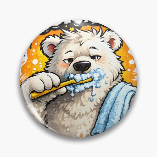 Item preview, Funny Morning Polar Bear Brushing Teeth – Cute Graffiti Bubble Typography Sticker designed and sold by MimiSabu.