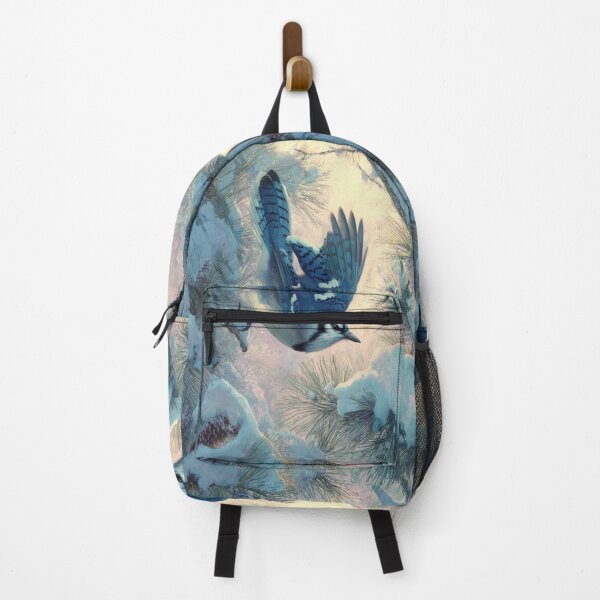 Item preview, A Blue Jay darting in snowy pine branches, Birds in Motion designed and sold by CDC40.