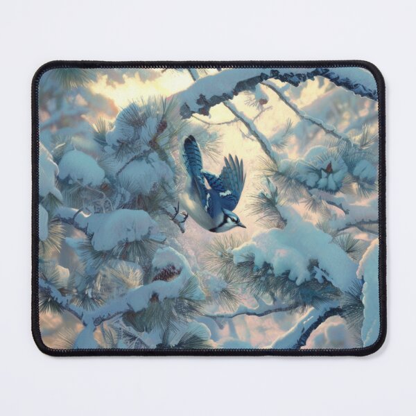 Item preview, A Blue Jay darting in snowy pine branches, Birds in Motion designed and sold by CDC40.
