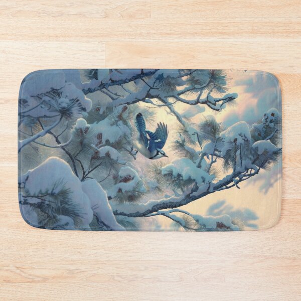 Item preview, A Blue Jay darting in snowy pine branches, Birds in Motion designed and sold by CDC40.